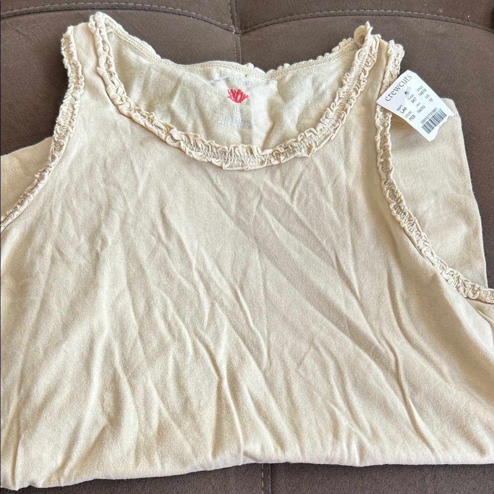 Crewcuts Cream Ruffle Tank Top